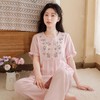 -松植屋《花蔓》女士短袖长裤套装日系刺绣2024夏季全棉纱布女款睡衣家居服 商品缩略图0
