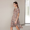 【桑蚕丝印花连衣裙】24年春夏新品女士100%桑蚕丝V领收腰系带裙子 商品缩略图3