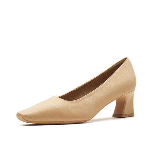 法式复古方头粗跟单鞋女2024年春夏新款高跟鞋工作通勤女鞋_HLY 商品图4