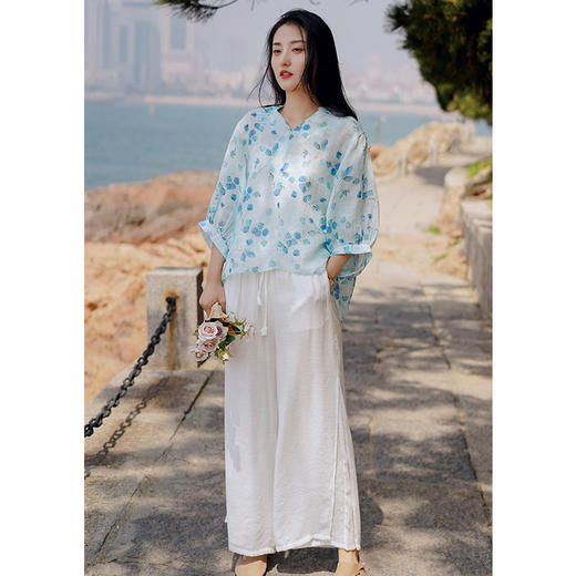 纯苎麻印花文艺百搭衬衫 商品图4