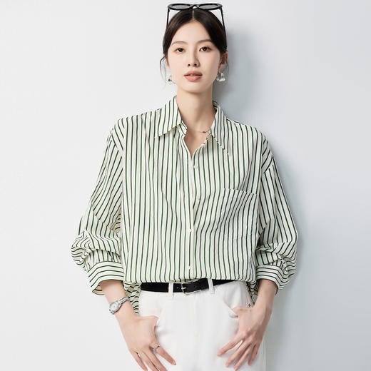 【多色可选&简约条纹】罗蒙女士长袖衬衫商务休闲大众日常衬衣女 商品图3
