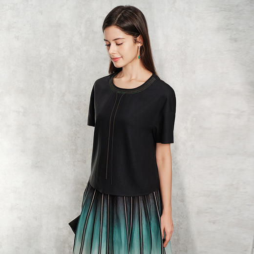 TANGY Collection天意精品2024夏季新品茛绸香云纱女士T恤 商品图1