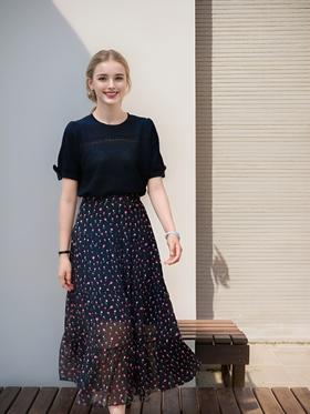 后腰松紧多层摆度假长半裙