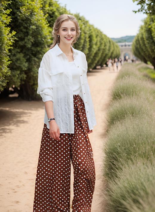 口袋腰系带宽松阔腿裤 商品图2