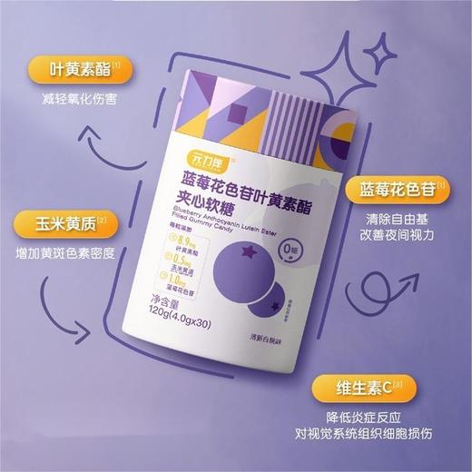 元力伴 蓝莓花色苷叶黄素酯儿童成人护眼up夹心软糖玉米黄质软糖1盒30粒 商品图0