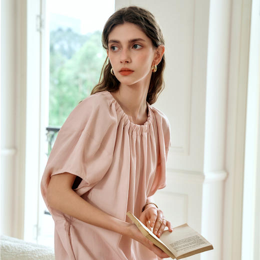 OLrain欧芮儿法式粉色连衣裙女夏季2024年新款慵懒宽松度假风长裙 商品图1