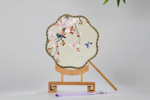 蜀绣双面宫扇-鸟落玉兰图 商品图1