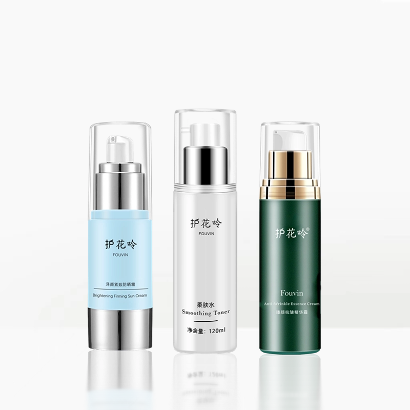 护花呤臻颜三件套（臻颜抗皱精华霜+柔肤水+泽颜防晒霜），滋润抗皱紧致（原臻颜套装，绿套）