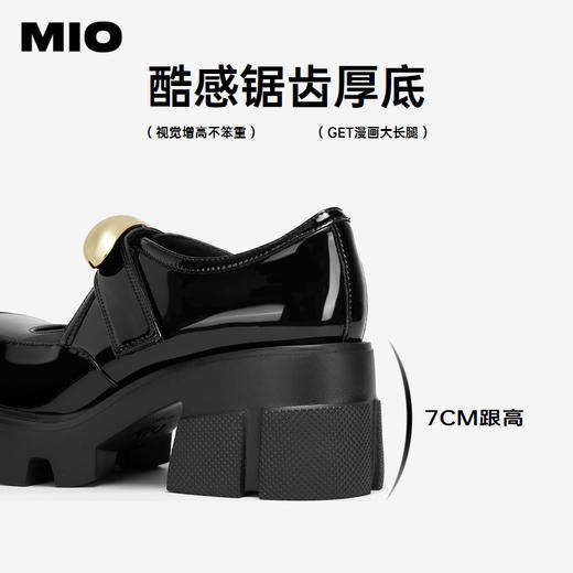 MIO米奥秋季圆头粗跟单鞋金属饰扣复古少女玛丽珍鞋女鞋M244430263 商品图4