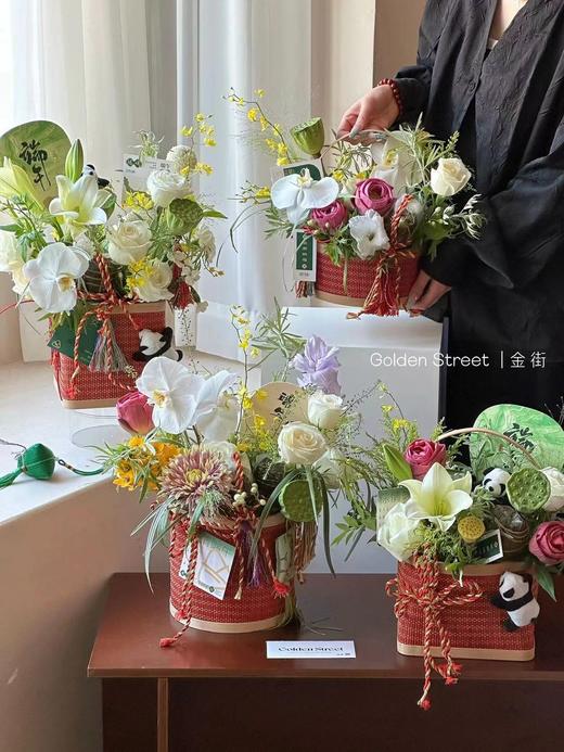 红色竹编花篮 商品图3