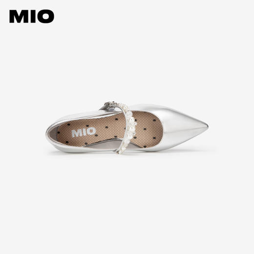 MIO米奥秋季气质尖头单鞋珍珠水钻搭扣低跟通勤玛丽珍鞋女M244440409 商品图2