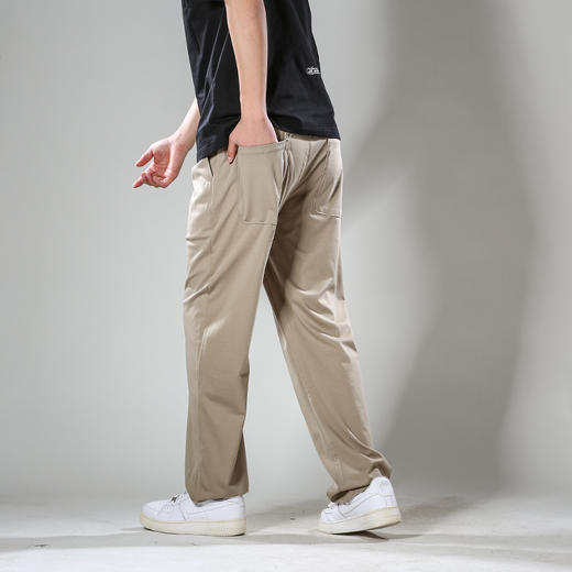 DRONKOO 2024 撞色抽绳右袋侧唛后贴袋小直筒针织薄休闲长裤 商品图3