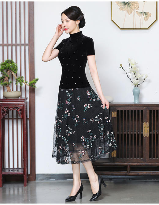 妈妈装蕾丝裙子套装MY5889 商品图1