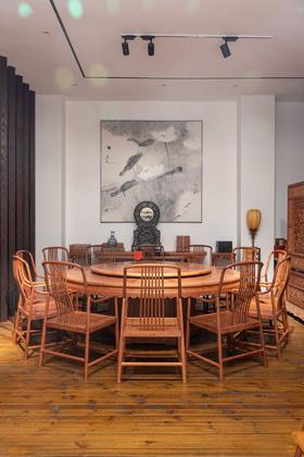 红桥红  家具严选  缅甸花梨(大果紫檀）  【238花边底座圆餐桌 十三件套 】