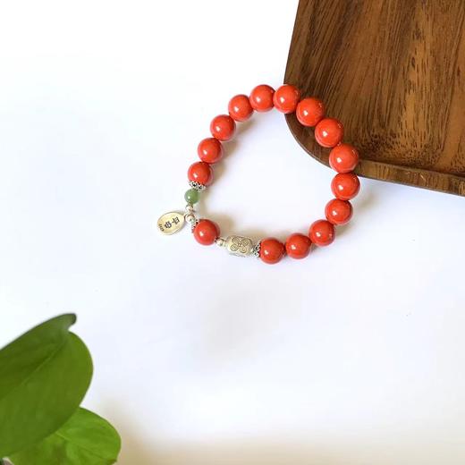 女款红砂平安是福银饰手链直径10毫米 饰品美物 商品图4