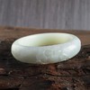 【天然正品】天然收藏级厚庄青海料牡丹花图案60.5号烟青白玉和田玉手镯60.4MM 020323XY04+ 商品缩略图4