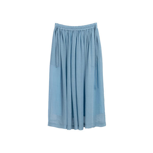 绽放259朵【入蓝系列】高端天丝苎麻法式大裙摆松紧腰休闲半身裙 商品图4