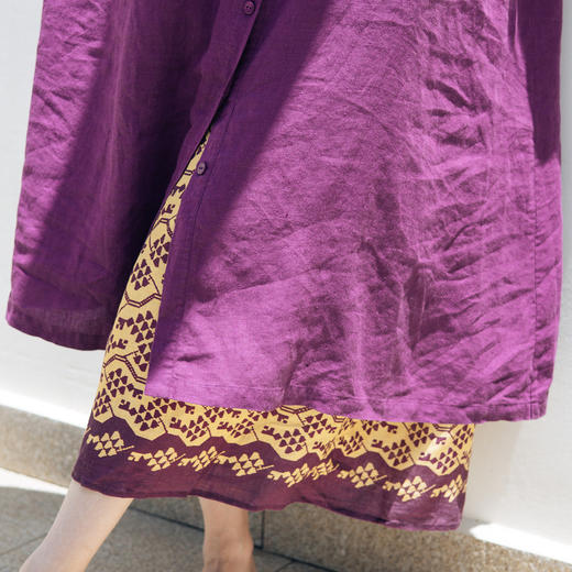 绽放旅行女装358朵/设计感高支亚麻定位印花伞裙旅游度假半身裙 商品图3