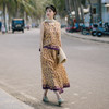 绽放旅行女装358朵/设计感高支亚麻定位印花伞裙旅游度假半身裙 商品缩略图1