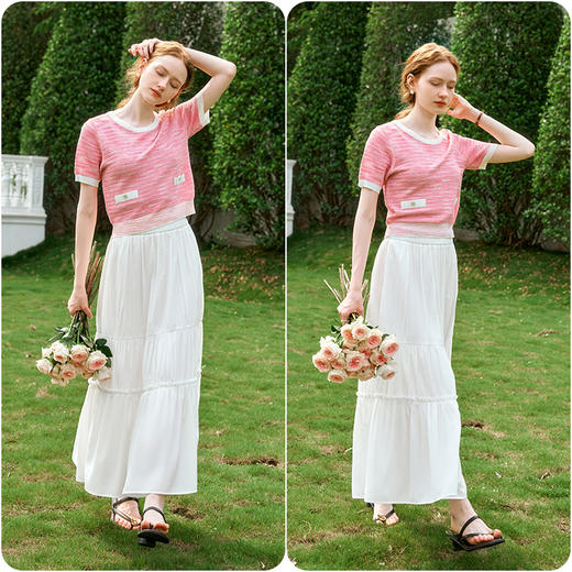 OLrain欧芮儿白色半身裙女夏季2024年新款度假风气质仙女蛋糕裙 商品图4