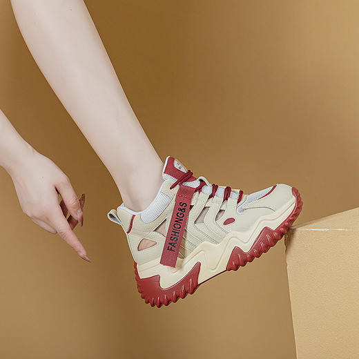 真皮厚底雨土同款，增高镂空休闲高帮凉鞋LMS8801 商品图3