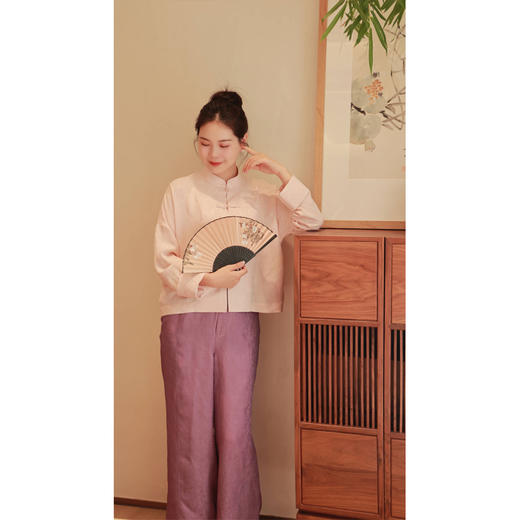 抖音专属】小重山-中式小衫（23710162B杏花色） 商品图3