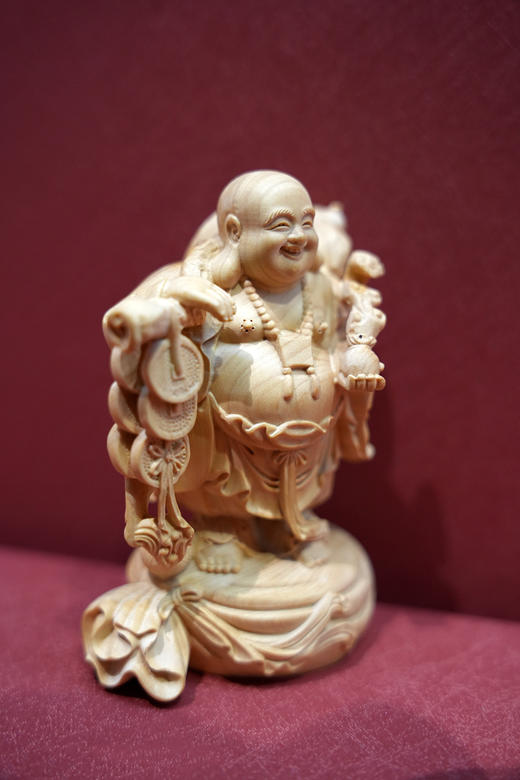 招财弥勒（手持如意）°黄杨木雕摆件 商品图4