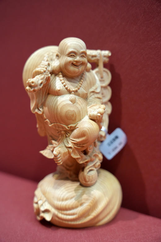 招财立云弥勒（扛铜钱串）°黄杨木雕摆件 商品图6
