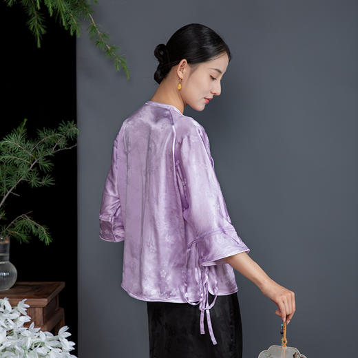 2024年春夏新中式国风提花国风短袖斜襟上衣XFV246166 商品图2