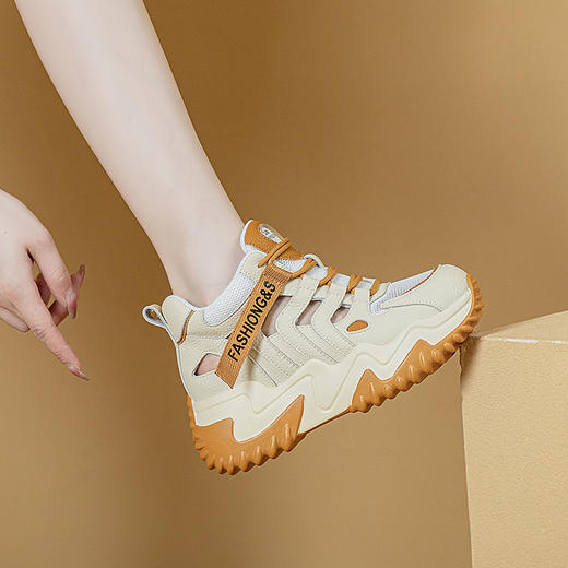 真皮厚底雨土同款，增高镂空休闲高帮凉鞋LMS8801 商品图1