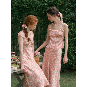 SimpleRetro傍晚花海 碎花吊带背心女2024新款木耳边方领法式小衫