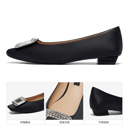 星期六精致方头晶扣粗跟单鞋SSC3111246 商品图9