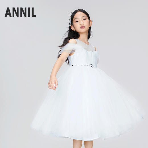 女童轻奢高定礼裙公主裙夏季BLUE新款安奈儿童装实体店同款AG423832 商品图1
