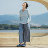 绽放381朵【入蓝系列】色织蓝新中式开襟系带宽松文艺亚麻衬衫 商品缩略图1