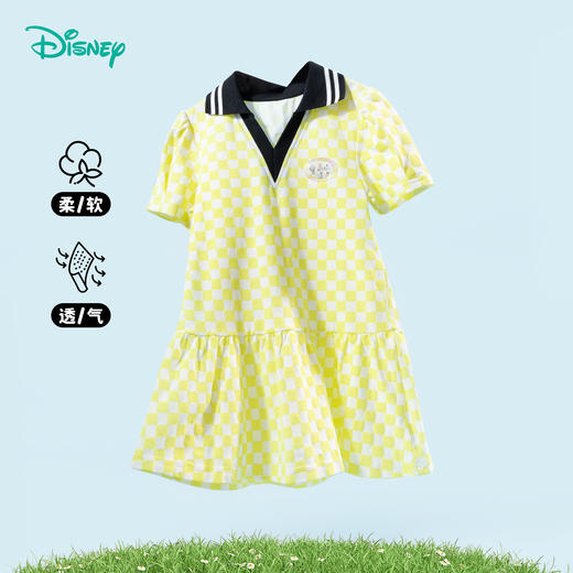 迪士尼【凉爽透气&翻领运动裙】女童连衣裙夏季儿童学院风清凉格纹裙子232DQ0253 商品图8