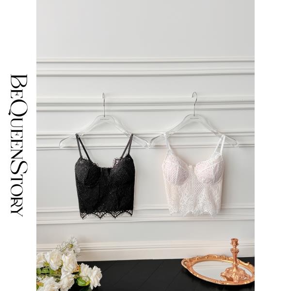 BeQueenStory【夏日微醺】性感气质修身精致蕾丝吊带上衣