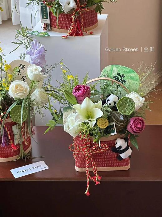 红色竹编花篮 商品图2