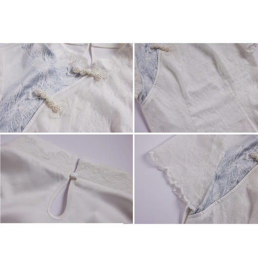 司歌国风立领上衣短袖新中式蕾丝T891168X 商品图1