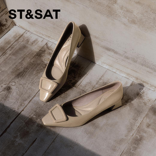 星期六简约方扣粗跟单鞋SSC1111580 商品图0