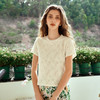 OLrain欧芮儿杏色短袖T恤女夏季法式气质蕾丝衫百搭镂空花边上衣 商品缩略图1