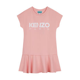 高田贤三（KENZO）女童混纺KENZO印花圆领短袖连衣裙 K12306