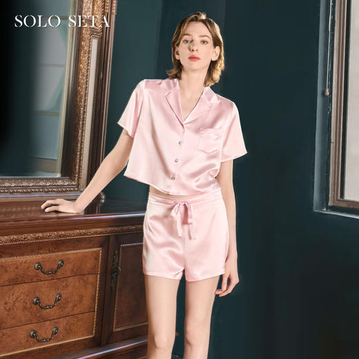 Soloseta22姆米重磅真丝套装女桑蚕丝短袖短裤丝绸2025年送礼 商品图0