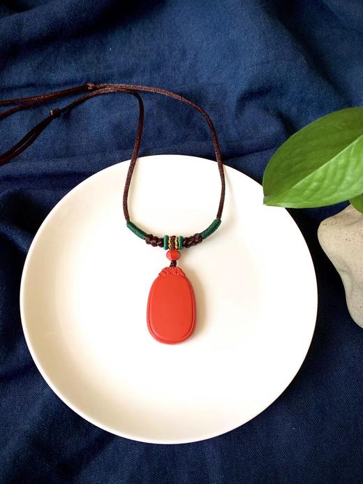 咖色绳手编中国风红砂平安无事牌吊坠 饰品美物 商品图1