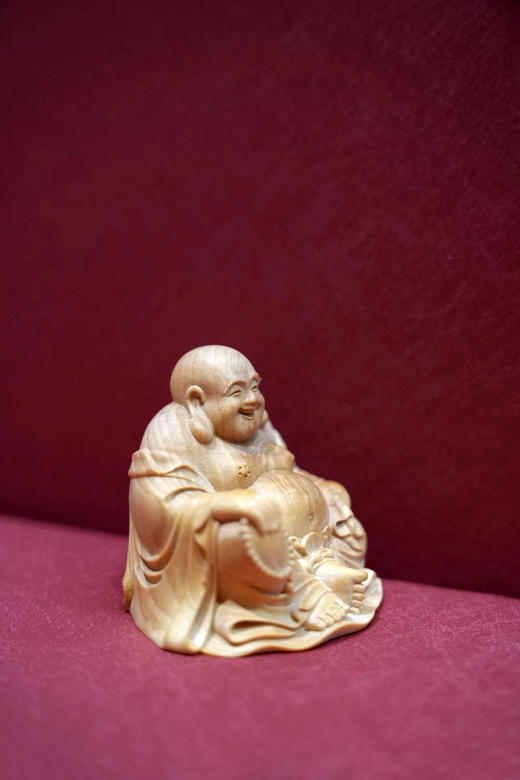 笑口常开弥勒°黄杨木雕摆件 商品图3