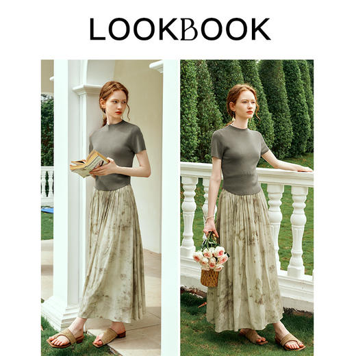 OLrain欧芮儿国风半身裙女夏季2024年新款慵懒感气质印花中长裙 商品图4