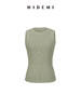 HIDEMI 【董生活同款】超显瘦小圆领收身弹力坑条针织短款背心 豆沙灰绿/炭灰蓝黑/白色 商品缩略图2