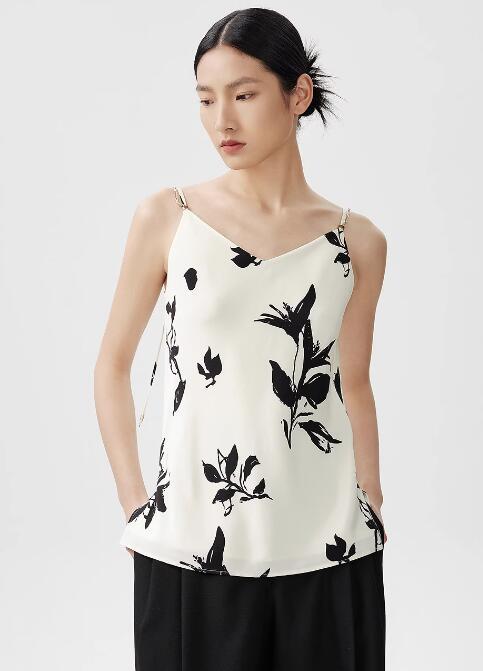 朗姿中国风印花内搭上衣V领桑蚕丝吊 LCEK05WTO152W31 商品图5