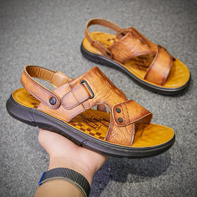 头层牛皮夏季男士凉鞋真皮休闲沙滩鞋男款爸爸皮拖透气凉拖男鞋软