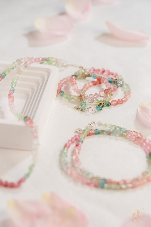 彩色糖果碧玺小原石手链+马卡龙碧玺原石项链 商品图8
