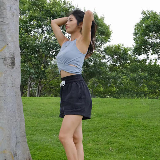 TITIKA ACTIVE休闲短裤垂感宽松透气运动裤 弹力腰头黑色三分裤 curve me11143 商品图3